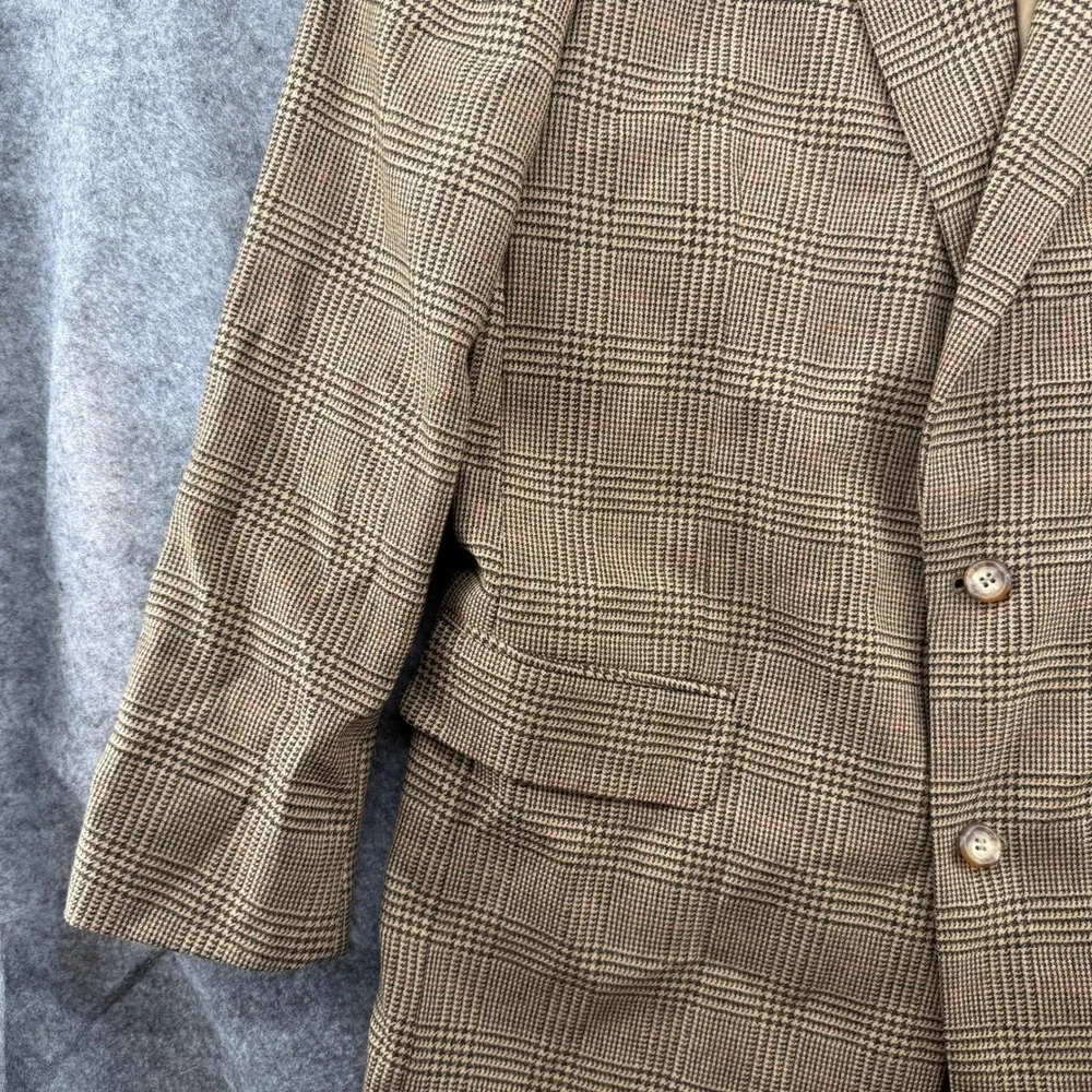 Brooks‎ Brothers Sport Coat VTG 43LG Tan Glen Plaid Two Button Blazer Jacket USA